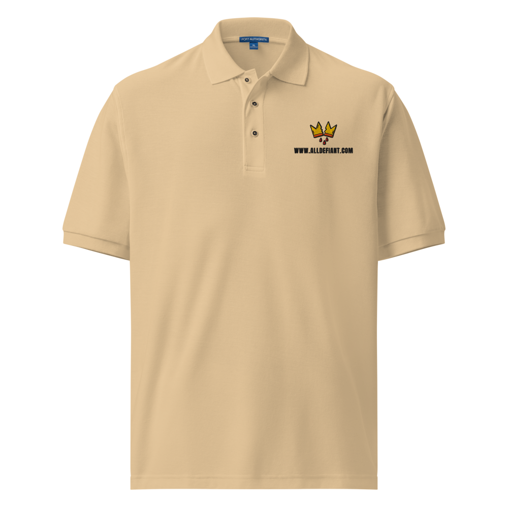 Men’s Premium Polo Shirt | Port Authority Logo Tan/Logo Pocket &amp; left Sleeve