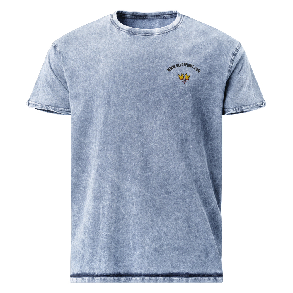 Unisex Denim T-Shirt | Husky Blue Left Chest and Left Sleeve Logo - embroidery_chest_left