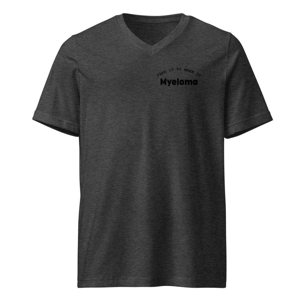 Bella + Canvas 3005 Unisex Short Sleeve V-Neck Jersey Tee with Tear Away Label (Dark Grey Heather/2XL)