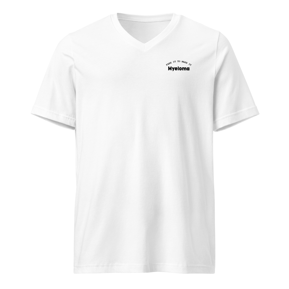 Bella + Canvas 3005 Unisex Short Sleeve V-Neck Jersey Tee with Tear Away Label (White/2XL)
